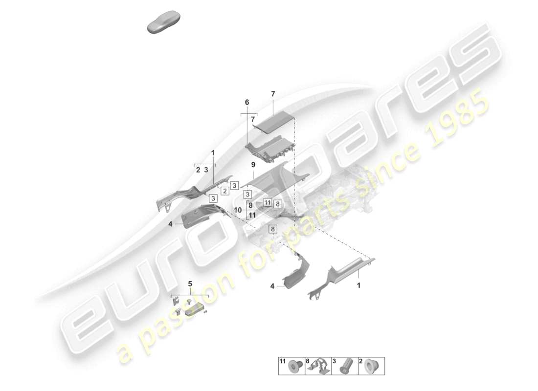 a part diagram from the porsche taycan parts catalogue