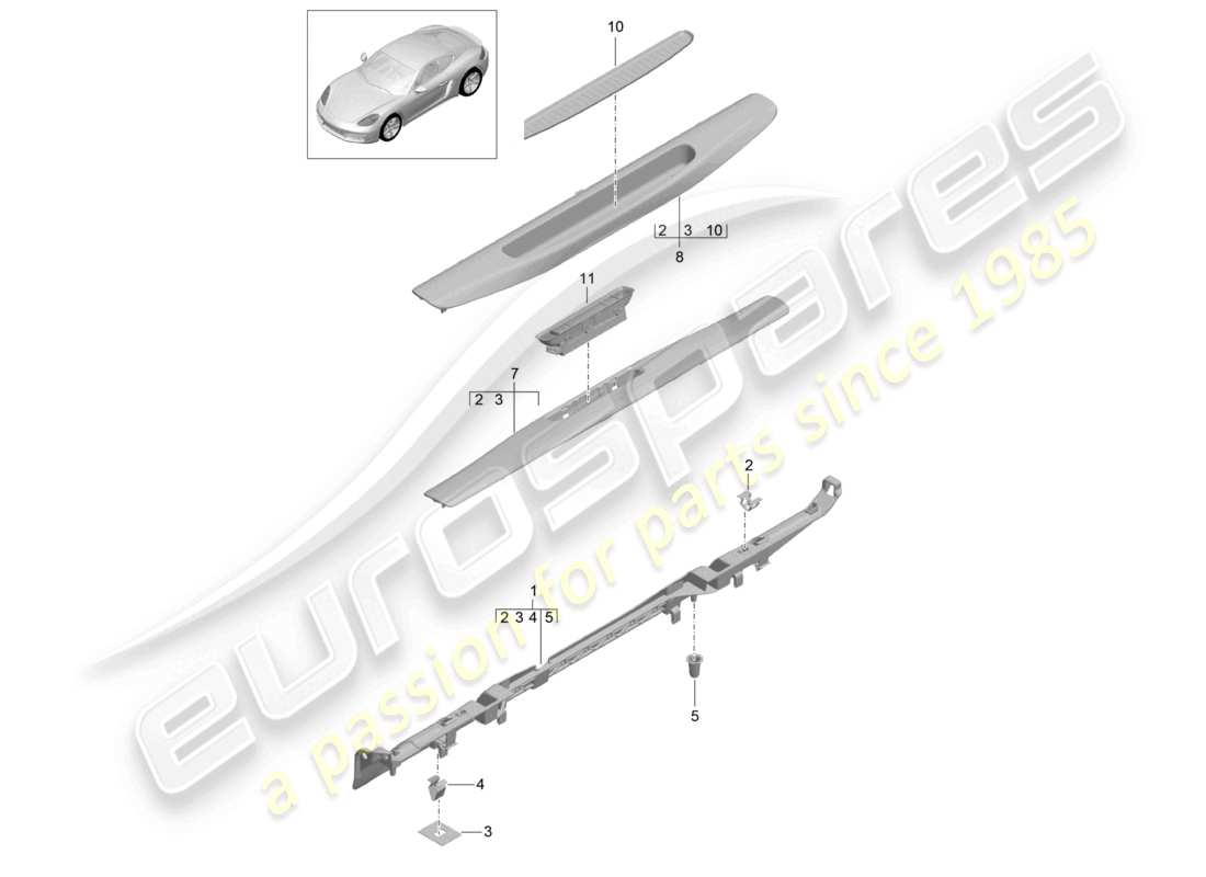 a part diagram from the porsche 2021 (718 cayman) parts catalogue