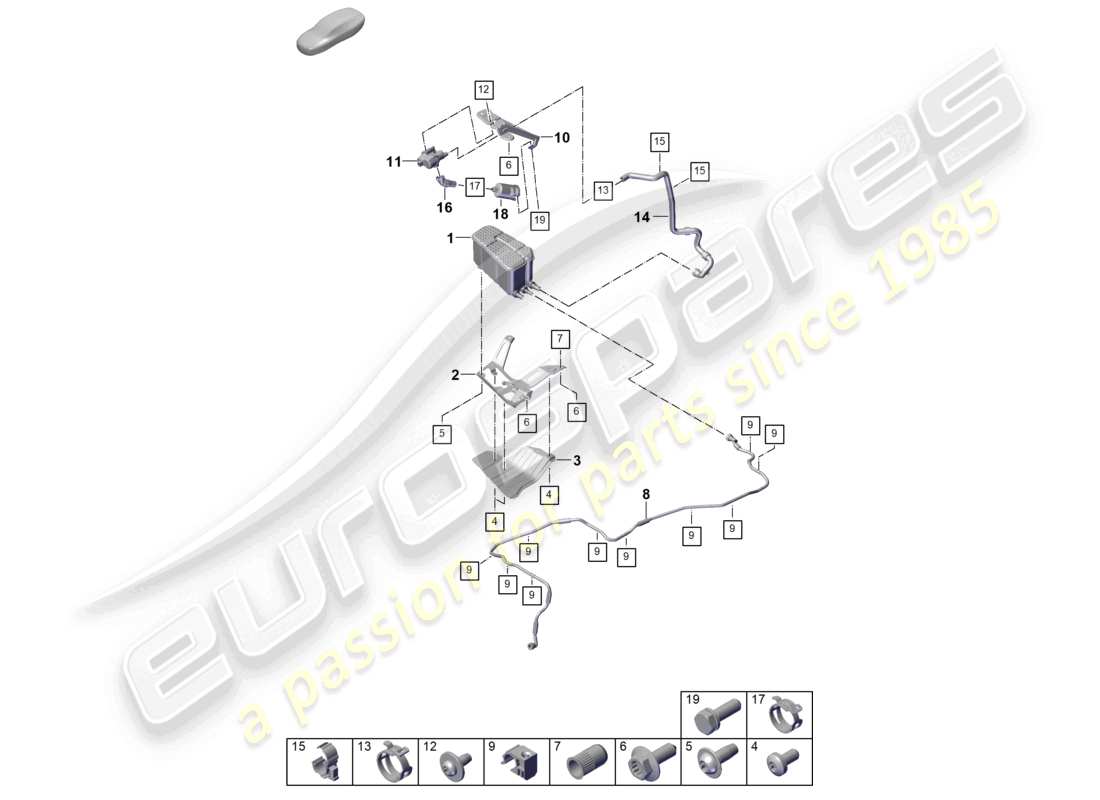 a part diagram from the porsche 2023 (cayenne e3 pa) parts catalogue