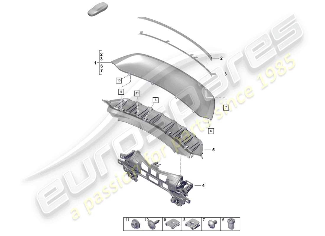 a part diagram from the porsche 2022 (718 boxster spyder) parts catalogue