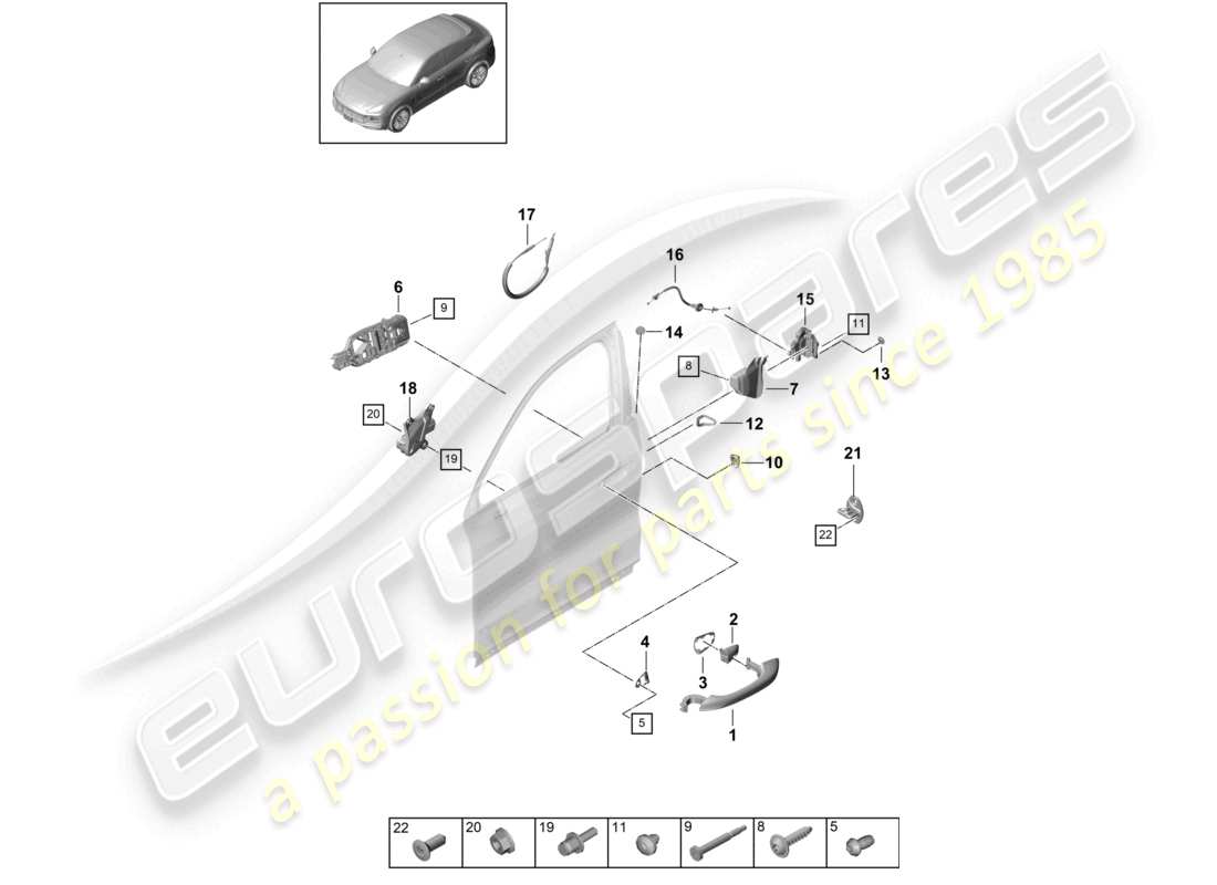 a part diagram from the porsche 2021 (cayenne e3 9ya/9yb) parts catalogue