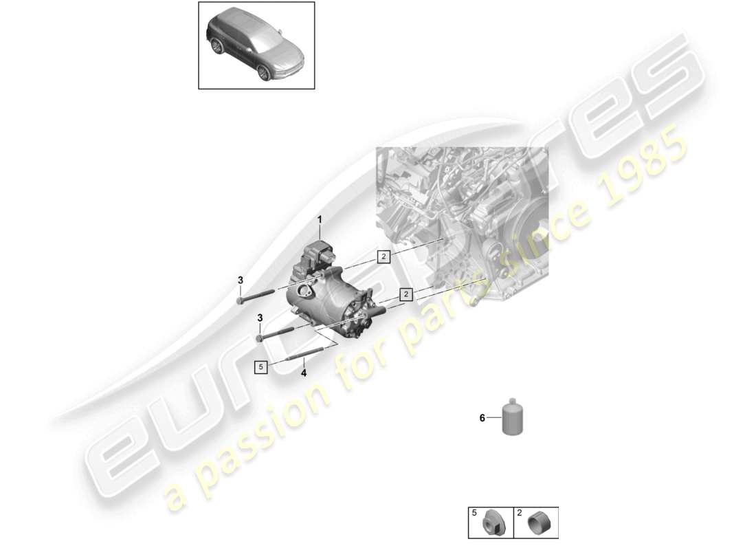a part diagram from the porsche 2021 (cayenne e3 9ya/9yb) parts catalogue
