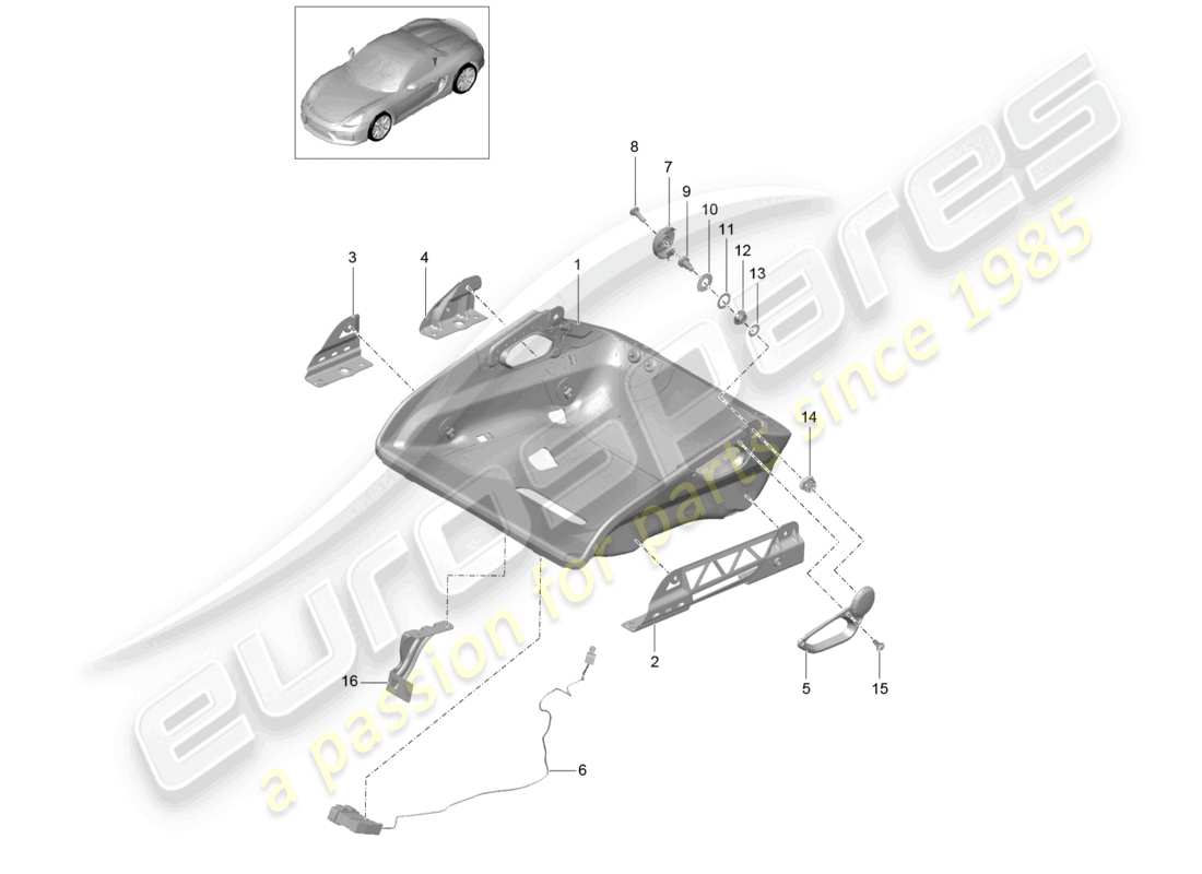 a part diagram from the porsche 2021 (718 boxster spyder) parts catalogue
