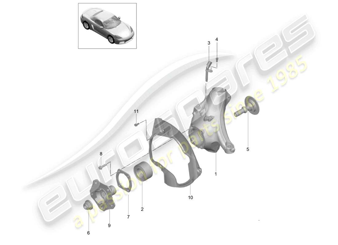 porsche 2023 (718 boxster) wheel carrier wheel hub part diagram