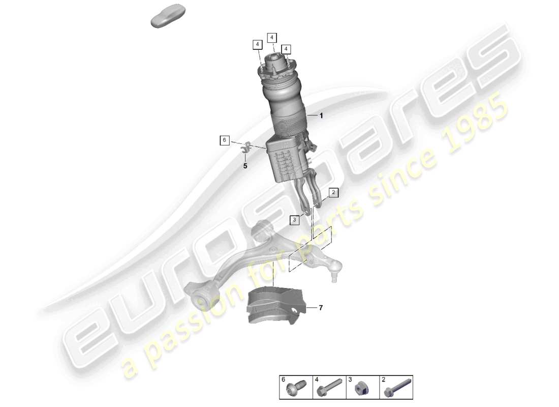 porsche 2024 (panamera 976) air suspension suspension strut complete part diagram