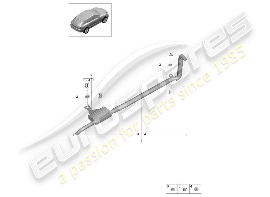 porsche 2026 (macan) exhaust system for vehicles with auxiliary heater part diagram