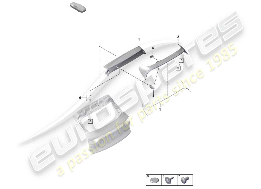 porsche 2024 (cayenne e3 pa) rear spoiler roof sport design package part diagram
