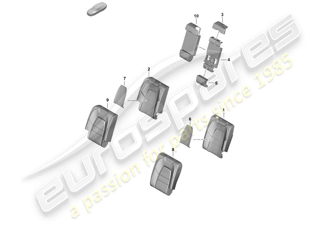 porsche 2024 (cayenne e3 pa) foam part rear back seat backrest backrest cover part diagram