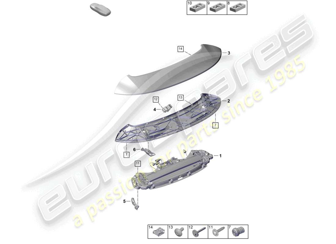 porsche 2025 (992-2) rear spoiler parts diagram