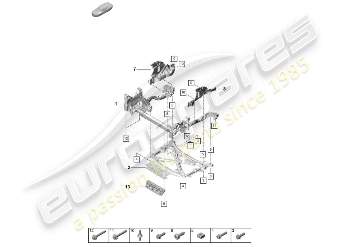porsche 2023 (cayenne e3 pa) support frame suspension sub-frame guard plate part diagram