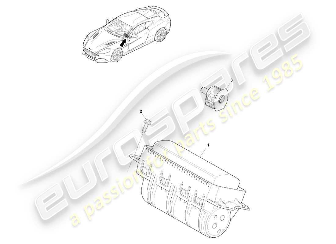 aston martin vanquish (2013) airbag, passenger parts diagram