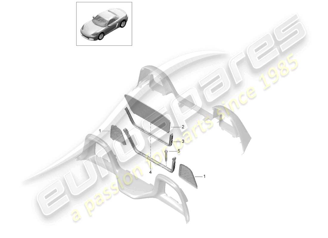 porsche 2024 (718 boxster) windbreak parts diagram