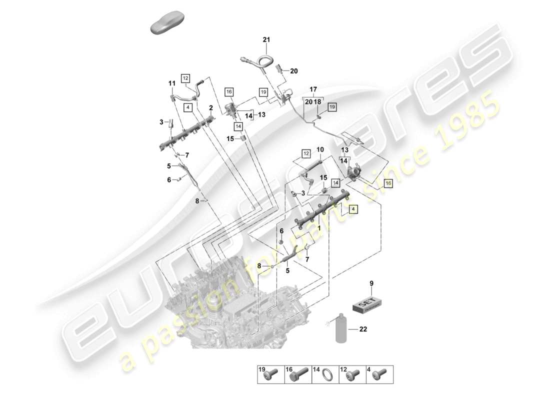 porsche 2021 (panamera 971-2) fuel collection pipe high-pressure injector high pressure pump part diagram