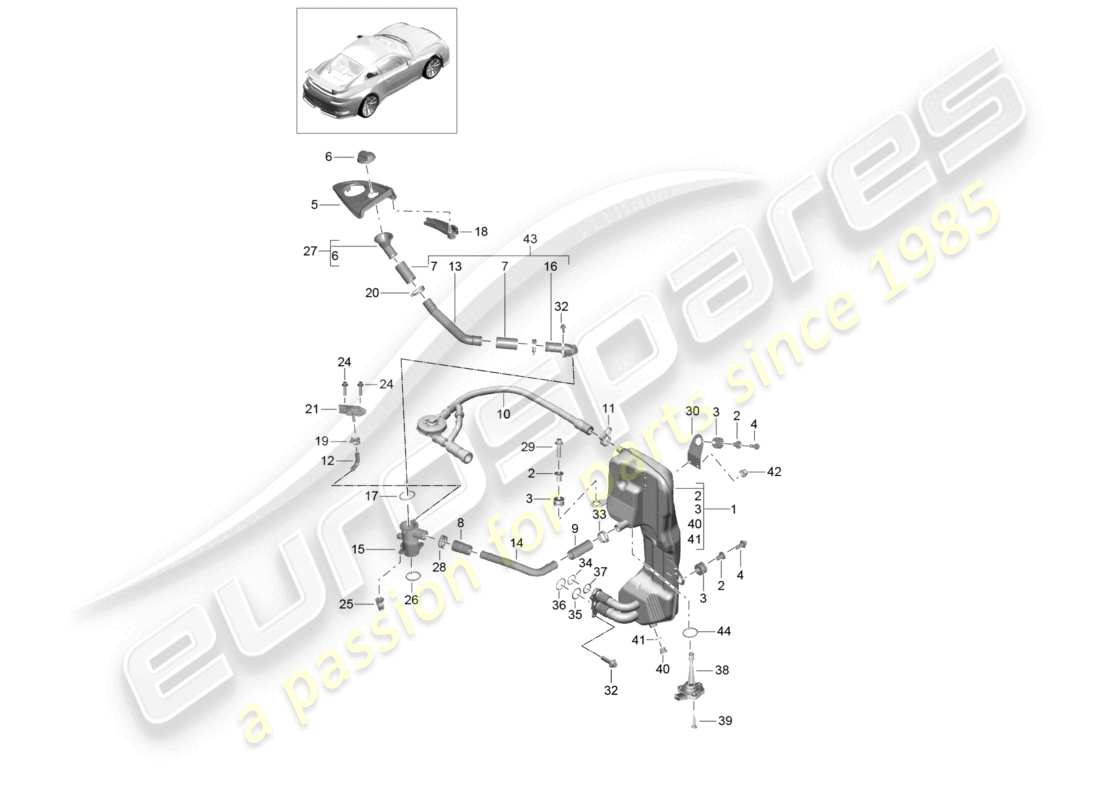 a part diagram from the porsche 2021 (991-2 r/gt3/rs) parts catalogue