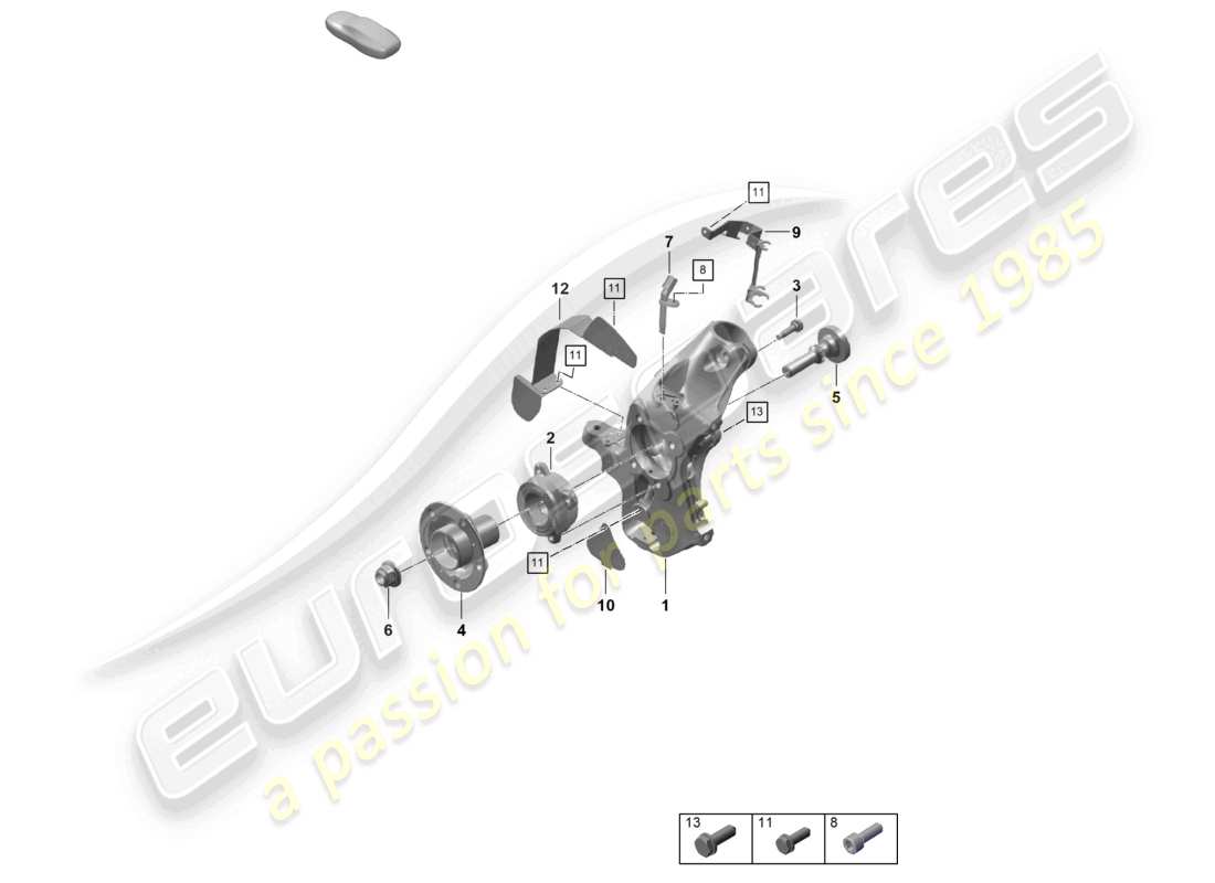 porsche 2024 (718 boxster spyder) wheel carrier wheel hub parts diagram