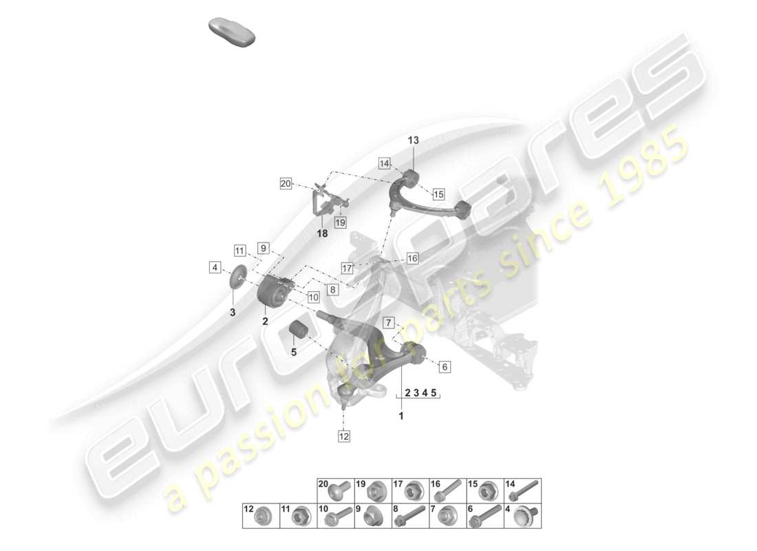 porsche 2025 (taycan 9j1-2) wishbone parts diagram