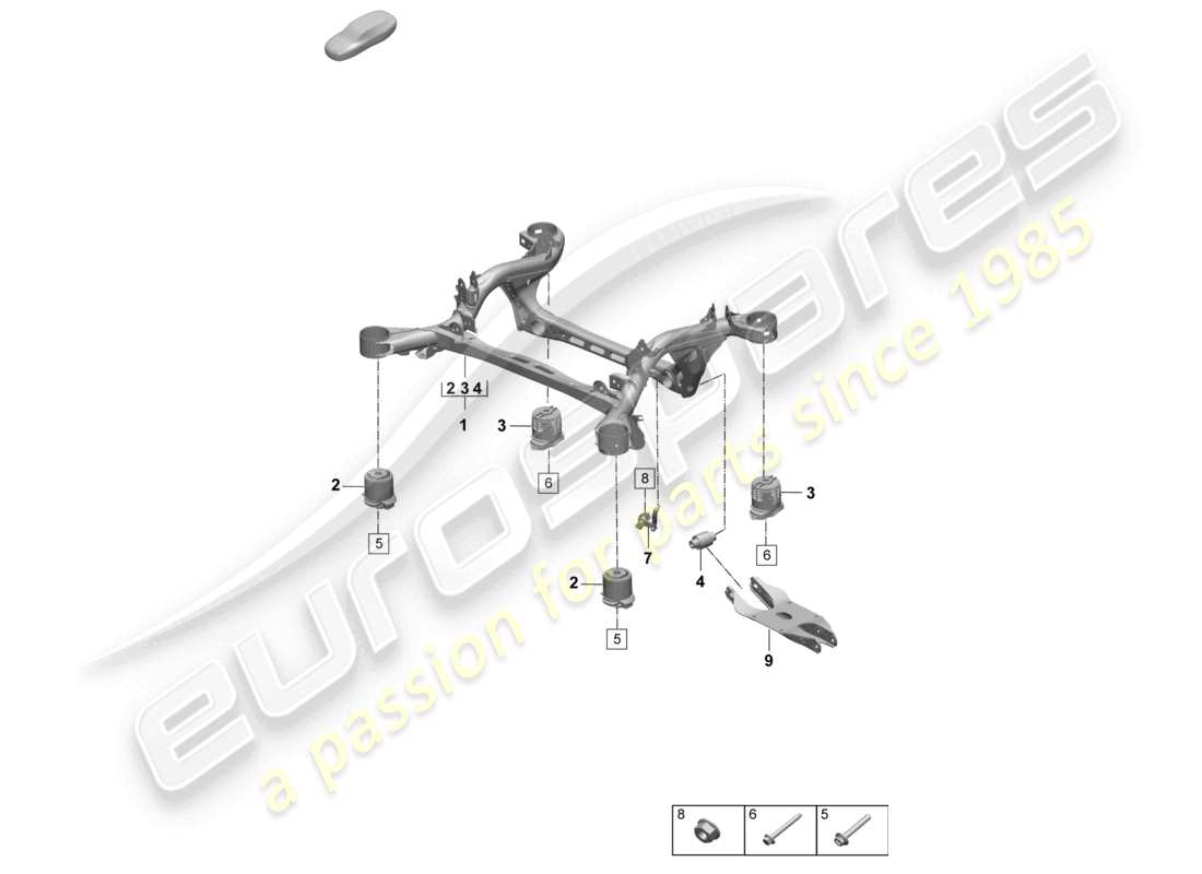 porsche 2025 (macan-e) suspension sub-frame rear axle part diagram