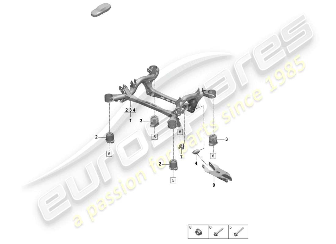 porsche 2025 (macan-e) suspension sub-frame rear axle part diagram