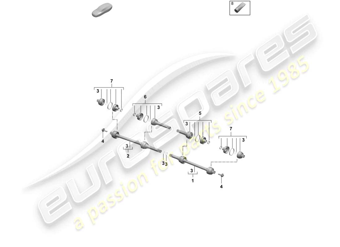 porsche 2025 (macan-e) drive shaft gkn rear axle part diagram