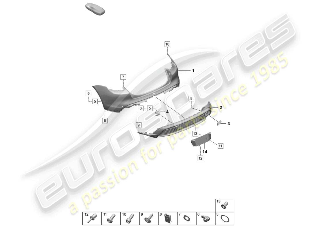 porsche 2025 (taycan 9j1-2) bumper rear for equipment variant: basic sport turismo st parts diagram