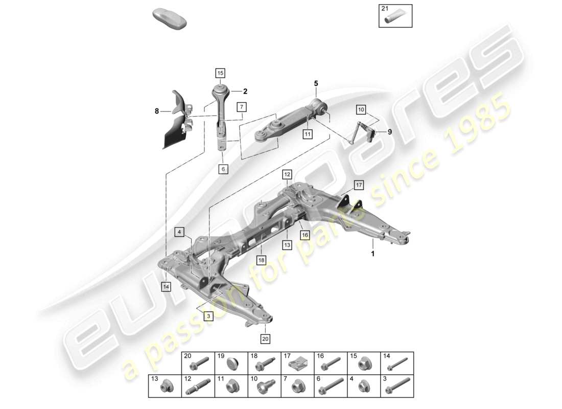 porsche 2026 (718 boxster spyder) cross member wishbone part diagram