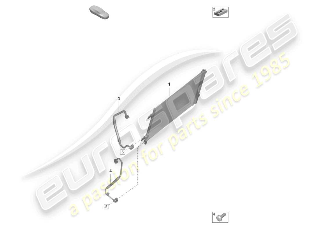 porsche 2025 (992-1 gt3/rs/st) air conditioning condenser parts diagram
