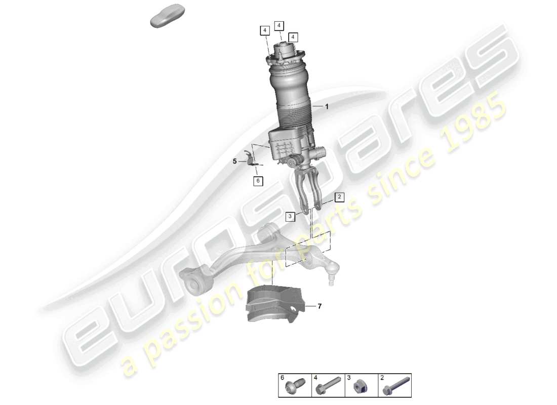 porsche 2024 (panamera 976) air suspension suspension strut complete part diagram