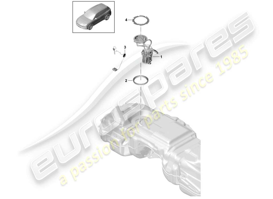 porsche 2024 (cayenne e3 9ya/9yb) fuel tank fuel pump parts diagram