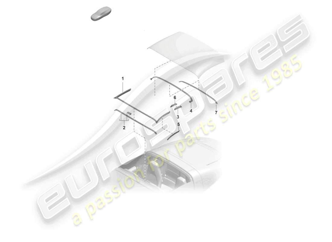 porsche 2025 (992-2) convertible top seal parts diagram