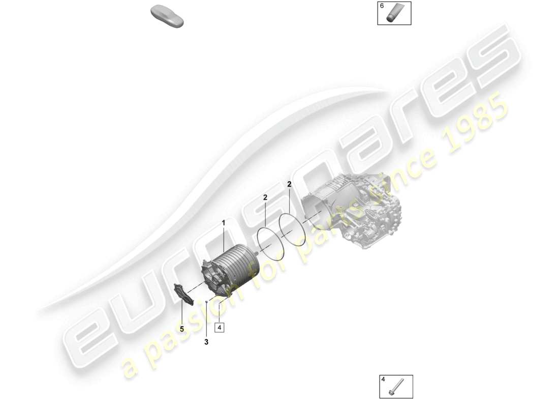 porsche 2026 (macan-e) traction motor for elec. drive rotor unit rear axle part diagram
