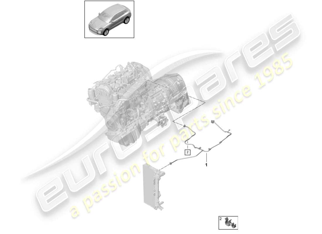 porsche 2021 (macan) coolant cooling system breather line part diagram