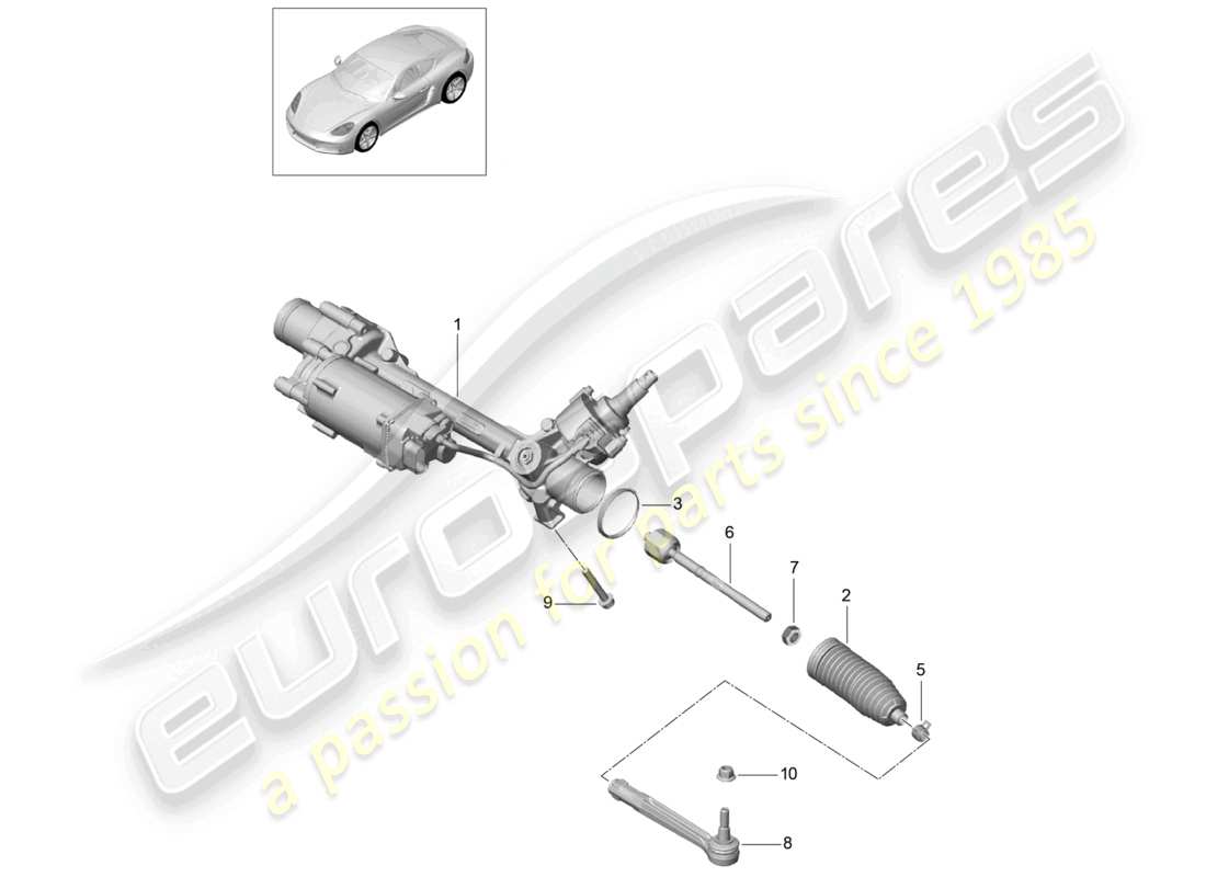 porsche 2024 (718 cayman) steering gear parts diagram