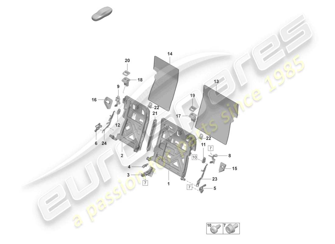 porsche 2023 (taycan 9j1-1) backrest frame sports seat parts diagram