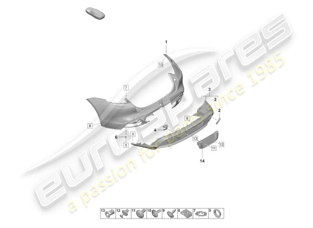 porsche 2023 (taycan 9j1-1) bumper rear for equipment variant: basic st parts diagram