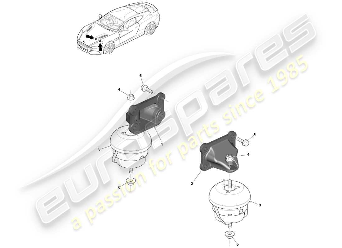 aston martin vanquish (2013) engine mountings parts diagram