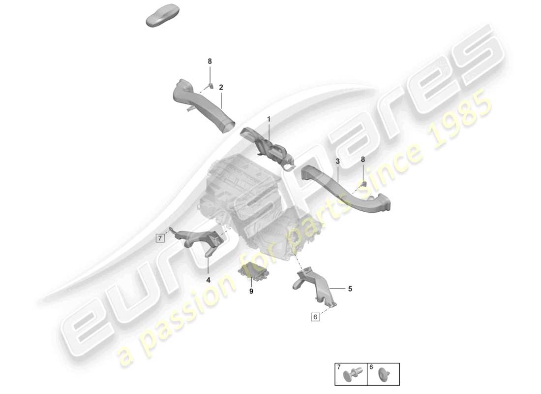 porsche 2026 (992-2 gt3) air conditioning interior air guide parts diagram