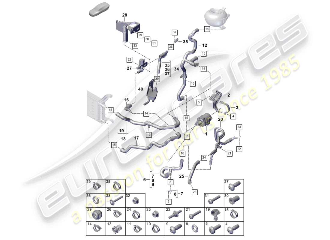 porsche 2025 (cayenne e3 pa) coolant cooling system part diagram
