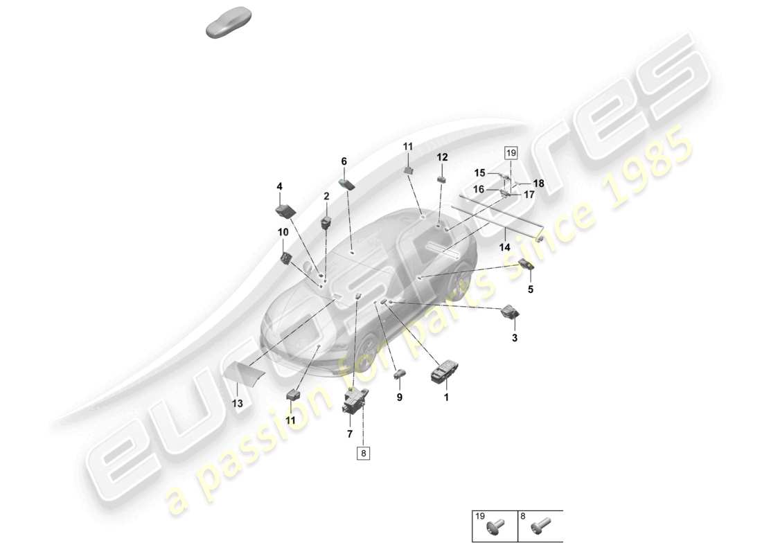 VIEW PARTS DIAGRAMS FROM THE PORSCHE TAYCAN PARTS CATALOGUE a part diagram from the porsche taycan parts catalogue