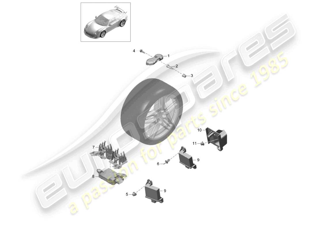 a part diagram from the porsche 2021 (991-2 r/gt3/rs) parts catalogue