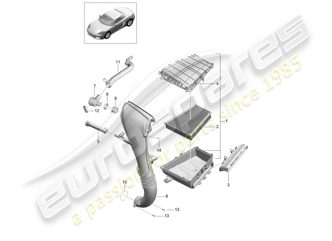 a part diagram from the porsche 2024 (718 boxster) parts catalogue
