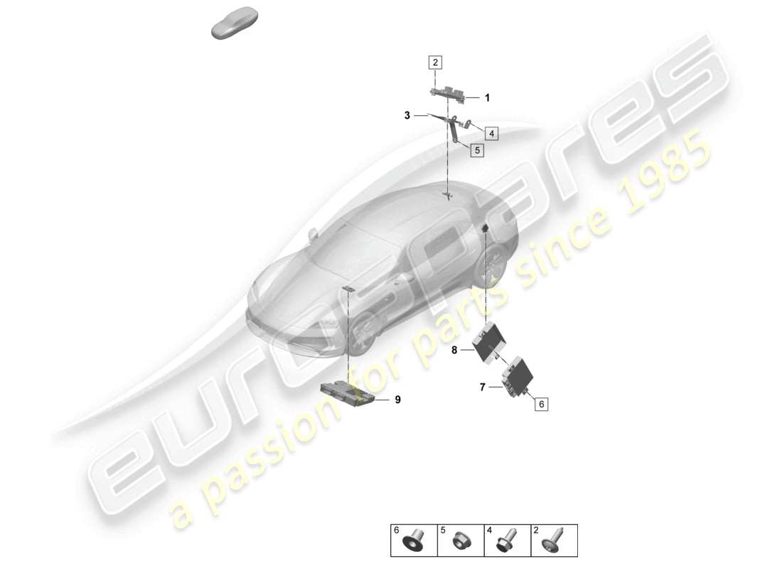 a part diagram from the porsche taycan parts catalogue