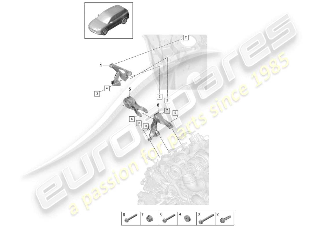 a part diagram from the porsche 2023 (cayenne e3 9ya/9yb) parts catalogue