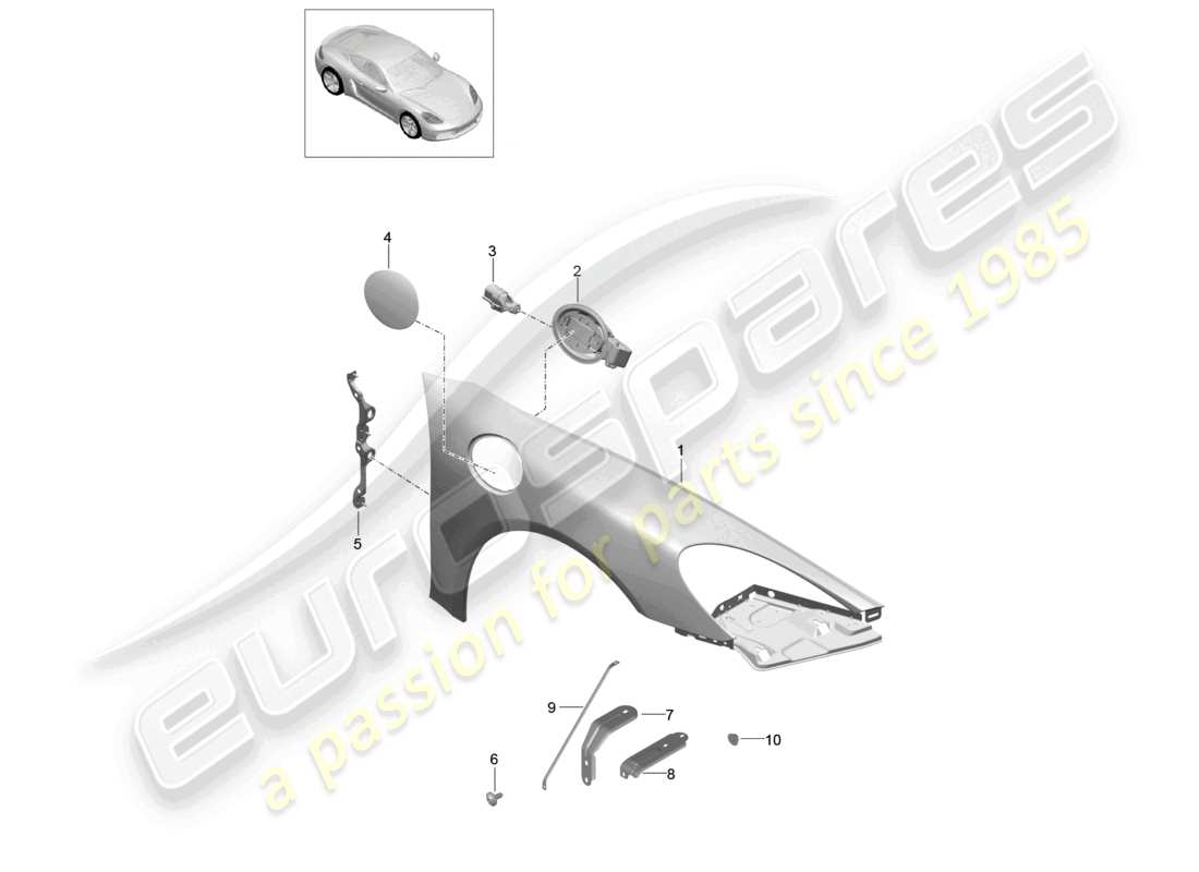 a part diagram from the porsche 2023 (718 cayman) parts catalogue