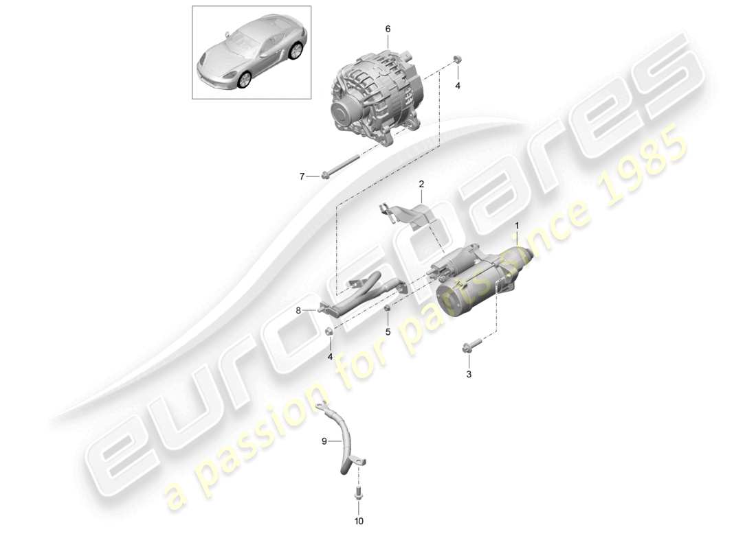 a part diagram from the porsche 2023 (718 cayman) parts catalogue