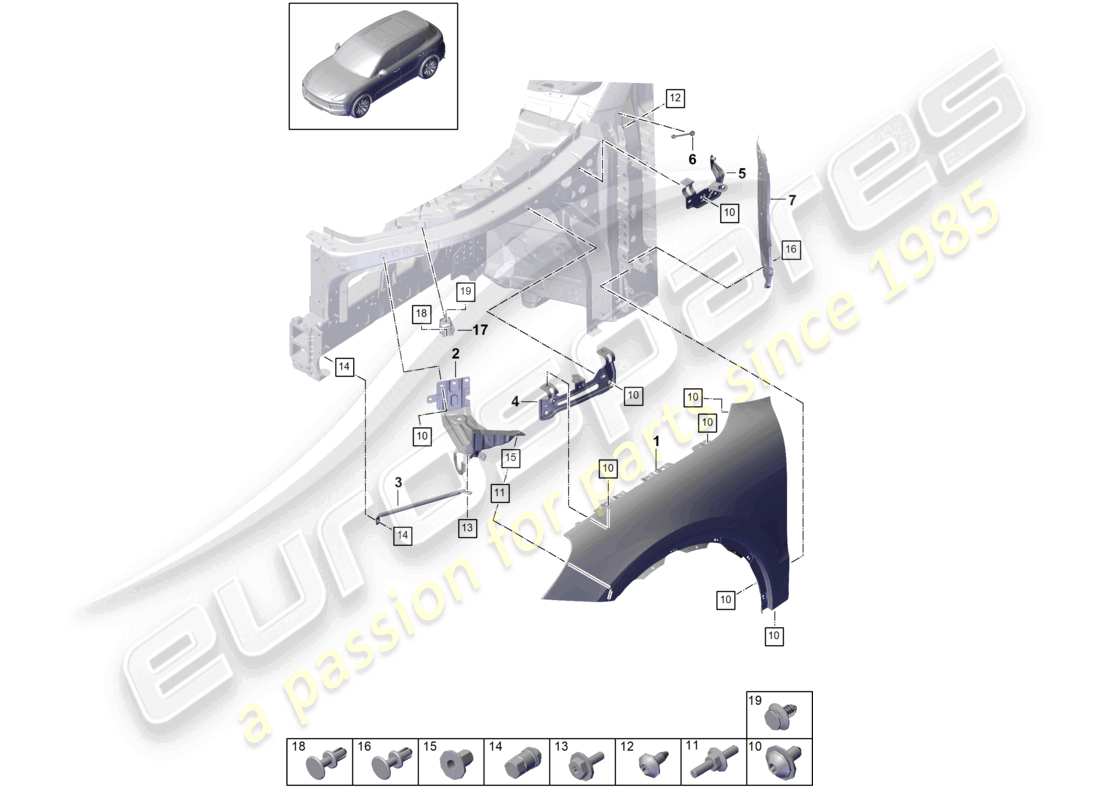 a part diagram from the porsche 2024 (cayenne e3 9ya/9yb) parts catalogue