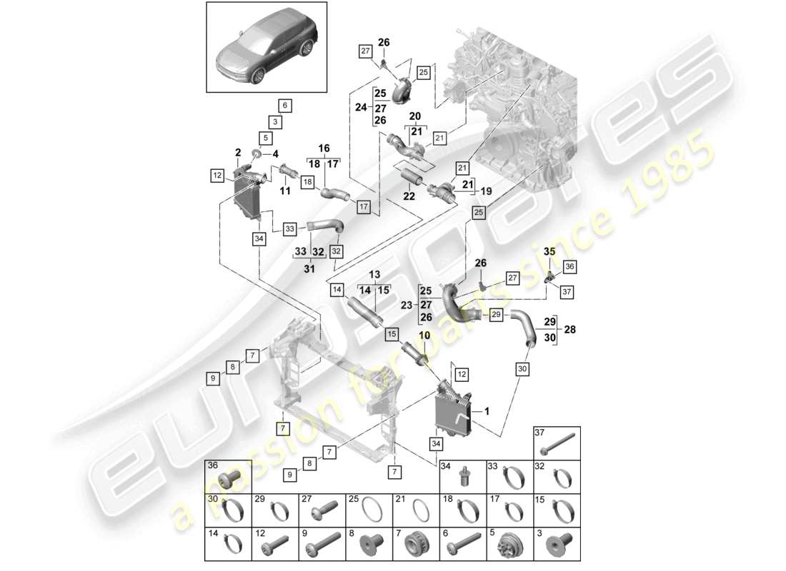 a part diagram from the porsche 2024 (cayenne e3 9ya/9yb) parts catalogue
