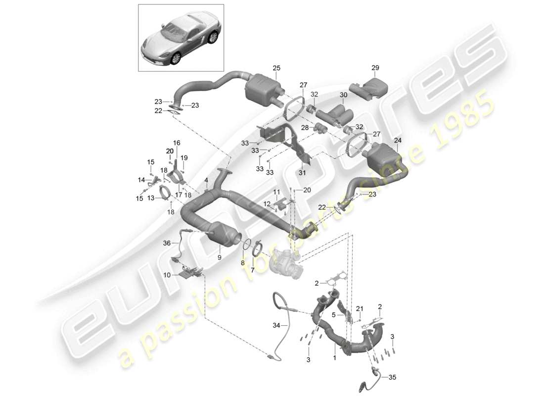 a part diagram from the porsche 2024 (718 boxster) parts catalogue