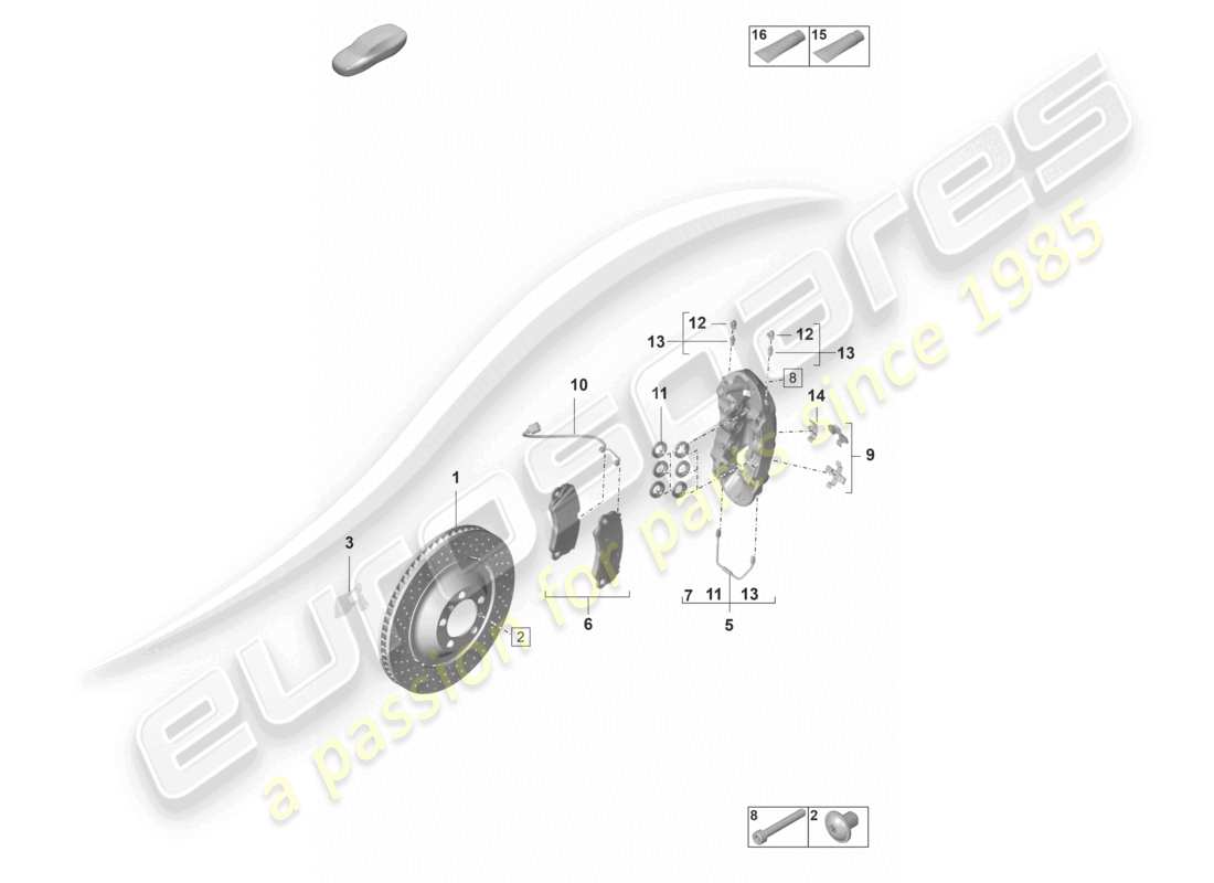 a part diagram from the porsche 2025 (992-2 gt3) parts catalogue