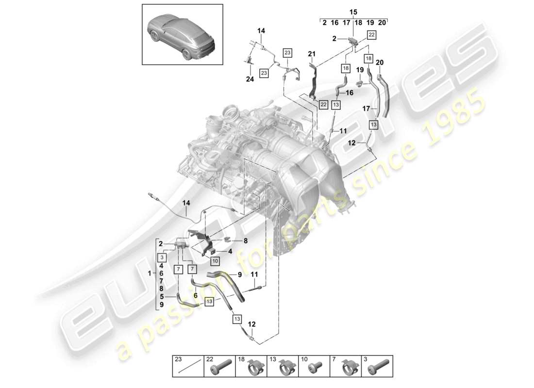 a part diagram from the porsche 2022 (cayenne e3 9ya/9yb) parts catalogue