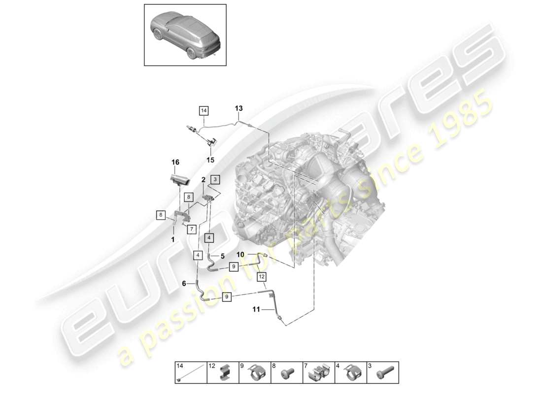 a part diagram from the porsche 2023 (cayenne e3 9ya/9yb) parts catalogue